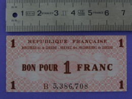 NEUF Bon Pour 1 Franc Service Des Prisonniers De Guerre Valable Dans Les Dépôts De L'Axe Guerre 39-45 WWII RARE - Bonos