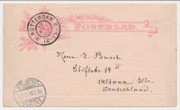 Postblad G. 7 X Rotterdam - Altona Duitsland 1897 - Interi Postali