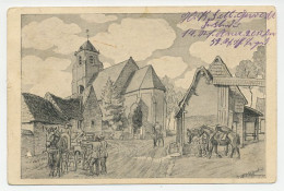 Fieldpost Postcard Germany 1916 Church - Horse - WWI - Eglises Et Cathédrales