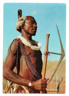 Postcard Swaziland Swazi Warrior Traditional Ethnic Costume Posted 1950s Advertising 'Cardiotonic' - Afrique