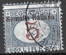 SOMALIA  - 1909 - SEGNATASSE - LIRE 5 - USATO (YVERT TX 21A - MICHEL PD 21 I - SS SG 21) - Somalie