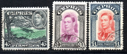 2956. CYPRUS 1938 KGVI DEFINITIVE HIGH VALUES SG.161-163 - Chypre (...-1960)