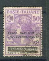 REGNO 1924 ENTI PARASTATALI ASSOC. NAZ. MUTIL. INV. GUERRA - ROMA  50 C. USATO - Franquicia