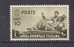 COLONIA ITALIANA  A.O.I. 1938    SOGGETTI VARI     SASS. 7 MNH  XF - Africa Orientale Italiana