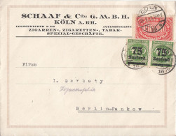 DR Werbebrief Schaaf & Co. Köln Mif Minr.257,2x 287 Köln 29.9.23 Gel. Nach Berlin - Cartas & Documentos