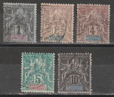 Nouvelle-Calédonie N° 41, 42, 43, 44, 45 - Used Stamps