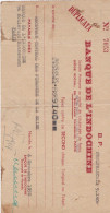 CHEQUE DE BANQUE. Banque De L'Indochine Nouméa - Unclassified