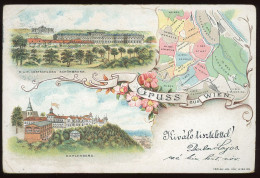WIEN Litho Vintage Postcard 1899 With Map - Otros & Sin Clasificación
