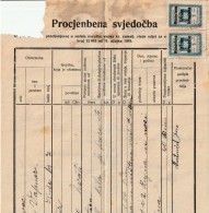 CROATIA  --  NDH  - NEZAVISNA DRZAVA HRVATSKA  -  PODVRH,  SAMOBOR  -   TAX STAMP, BILJEG  -  PROCJENBENA SVJEDOCBA - Historical Documents
