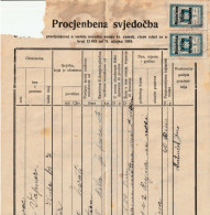 CROATIA  --  NDH  - NEZAVISNA DRZAVA HRVATSKA  -  PODVRH,  SAMOBOR  -   TAX STAMP, BILJEG  -  PROCJENBENA SVJEDOCBA - Documents Historiques