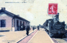 77  EGREVILLE  LA GARE AVEC TRAIN  (CPA COLORISEE) - Other & Unclassified