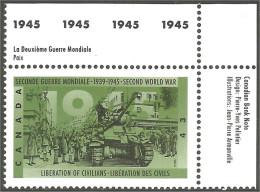 Canada Liberation Civils Civilians Tank Char Assaut Marge 1945 Margin MNH ** Neuf SC (C15-43tur) - Unused Stamps