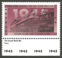 Canada Retour Au Pays Veterans Return Home Bateau Ship Boat Marge 1945 Margin MNH ** Neuf SC (C15-41date) - Neufs