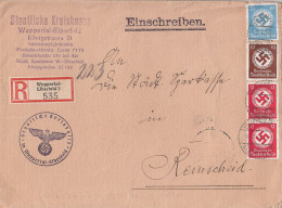 DR Dienst R-Brief Mif Minr.137,2x 138,140 Wuppertal-Elberfeld 6.1.38 Gel. Nach Remscheid - Servizio