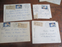 LOT DE 8 RECOMMANDE TIMBRE JOAILLERIE 50 C SEUL SUR LETTRE - 1921-1960: Modern Tijdperk