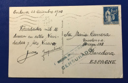 Carte De Toulouse Pour L'Espagne (Guerre D'Espagne) 1940 Avec Censure. Rare Sur Carte. - Andere & Zonder Classificatie