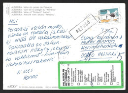 Postcard Praia Da Albufeira Sent To Finland And Returned To Sender. Refuse. Refugo. Postal Da Albufeira Enviado Para Fin - Covers & Documents