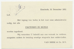 Perfin Verhoeven 784 - VH&C - Enschede 1951 - Sin Clasificación