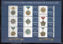 2016 Kazakhstan Military Medals Miniature Sheet Of 9 MNH - Kazajstán