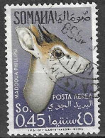 SOMALIA  - 1955 - POSTA AEREA - ANTILOPI - So. 0,45- USATO (YVERT AV54 - MICHEL 307 - SS A27) - Somalië (AFIS)