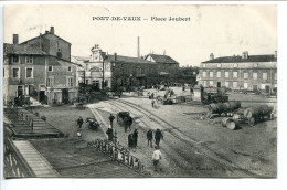 CPA Voyagé 1908 * PONT DE VAUX Place Joubert ( Animée Baquets Sur Chariots Deux Cafés ) Collection Gambin Fils - Pont-de-Vaux