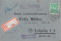 Gemeina. R-Brief EF Minr.936 Bestwig 14.2.47 Gel. Nach Leipzig - Covers & Documents
