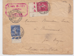 Enveloppe Avec 2 Timbres Semeuse 5 C Et 10 C Bord Et Coin De Feuille 1937 Luneville Meurthe Et Moselle En L'état - 1921-1960: Modern Period