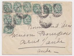 Enveloppe De 1927 Affranchie Avec 10 Timbres Type Blanc 5c Vert Pour Arcis Sur Aube - 1921-1960: Période Moderne