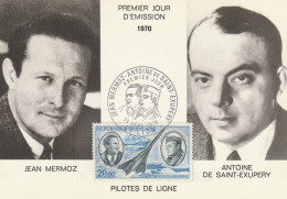 Carte Maximum - Premier Jour JEAN MERMOZ - ANTOINE DE SAINT EXUP2RY 1970 - Otros & Sin Clasificación