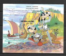 Disney Sierra Leone 1987 Canadian Landmarks Newfoundland Vikings MS MNH - Disney