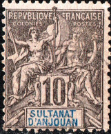 ANJOUAN, ALLEGORIA TIPO “GROUPE”, 1892, NUOVI (MLH*) Mi:FR-AJ 5, Scott:FR-AJ 5, Yt:FR-AJ 5 - Nuovi