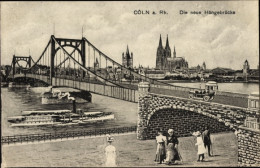 CPA Köln Am Rhein, Neue Hängebrücke, Passanten, Schiffe, Dom, Auto - Autres & Non Classés