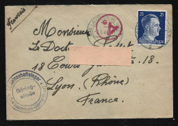 Envel   Oblit " LAUTERBERG" Allemagne   1944  Pour  LYON - Briefe U. Dokumente