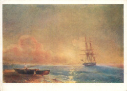 Navigation Sailing Vessels & Boats Themed Postcard Russia Painting Moored Sail Ships And Boarding Party - Voiliers