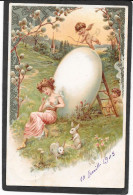 ANGES - Gaufrée - Angelots, Gros Oeuf, Lapins, Jeune Fille - Engel