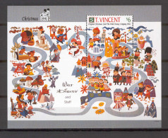 Disney St Vincent 1991 Christmas Card #3 MS MNH - Disney