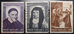 VATICAN. Y&T N°313 à 315. St VINCENT DE PAUL. (issu D'une Collection). USED. - Usados