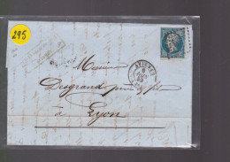 Un  Timbre  Napoléon III N° 14  20 C Bleu  Lettre  Cachet Avignon   1859 Destination Lyon - 1853-1860 Napoléon III.