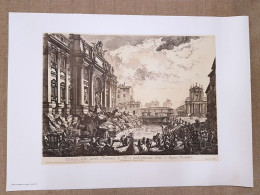 Roma Fontana Di Trevi O Acqua Vergine Grande Litografia Piranesi Cm 75 X 55 1970 - Altri & Non Classificati