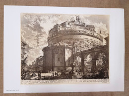 Roma Mausoleo D'Elio Adriano O Castel S.Angelo Litografia Piranesi Cm 75x55 1970 - Autres & Non Classés