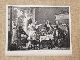 Un Pranzo A Casa Di Molière Quadro Di A. Bellenger Incisione Del 1881 - Ante 1900