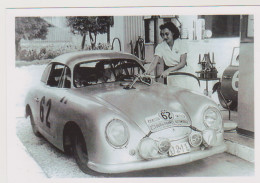 PORSCHE 356 - TOUR DE FRANCE 1952 - STATION SERVICE SHELL - CARTE POSTALE 10X15 CM NEUF - Motos