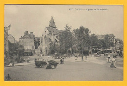 CPA PARIS - EGLISE SAINT MEDARD ET LA RUE MOUFFETARD  Précurseur - Peu Courante - Arrondissement: 06