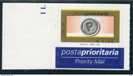 2004 Posta Prioritaria € 0.60  Varietà Stampa Del Fondo Arancio - Plaatfouten En Curiosa