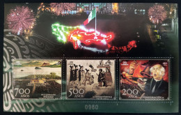 MEXICO 2021 INDEPENDENCE Anniv. 3 Stamp Self Adh. DIAMANTÉ BLOC COLLECTOR Mint NH Unm., Ltd. Ed., Only 3000 Numbered - México