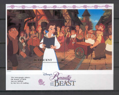 Disney St Vincent 1992 Beauty And The Beast #1 MS MNH - Disney