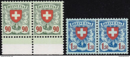 1924 SVIZZERA ,n° 208b+210b Stemmi 2 Valori In Coppia MNH/** - Autres & Non Classés