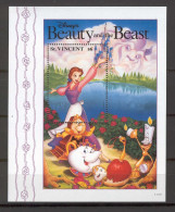 Disney St Vincent 1992 Beauty And The Beast #4 MS MNH - Disney