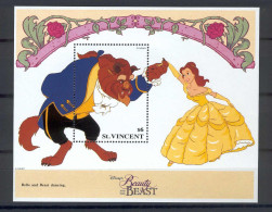 Disney St Vincent 1992 Beauty And The Beast #5 MS MNH - Disney