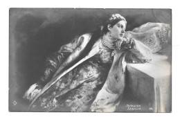 RPPC Beautiful Woman Exotic Robe Jewelry Cyrillic Inscription Real Photo Post Card - Photographs